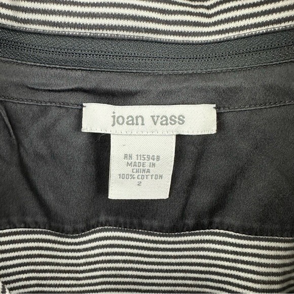 Joan Vass Grey & White Stripe Button-Up Mini Tunic Dress Size 2 - Picture 10 of 16